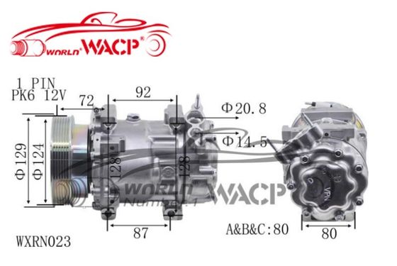 12V 6PK SD7V16 Автомобильный компрессор кондиционера для Renault Duster Clio Megane Nissan WXRN023